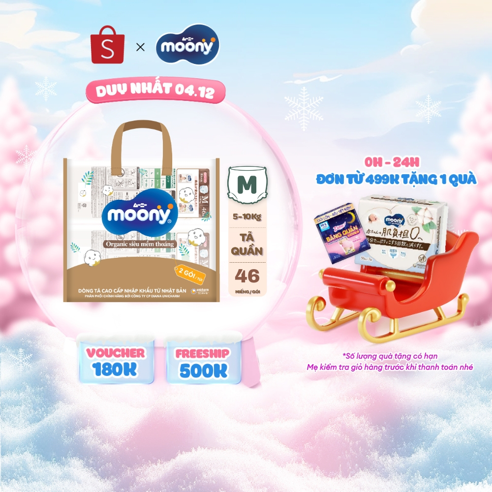 [TẶNG KÈM TÚI ĐA NĂNG THỜI TRANG] Combo 2 Tã quần Moony Dịu Nhẹ M46/L36/XL32