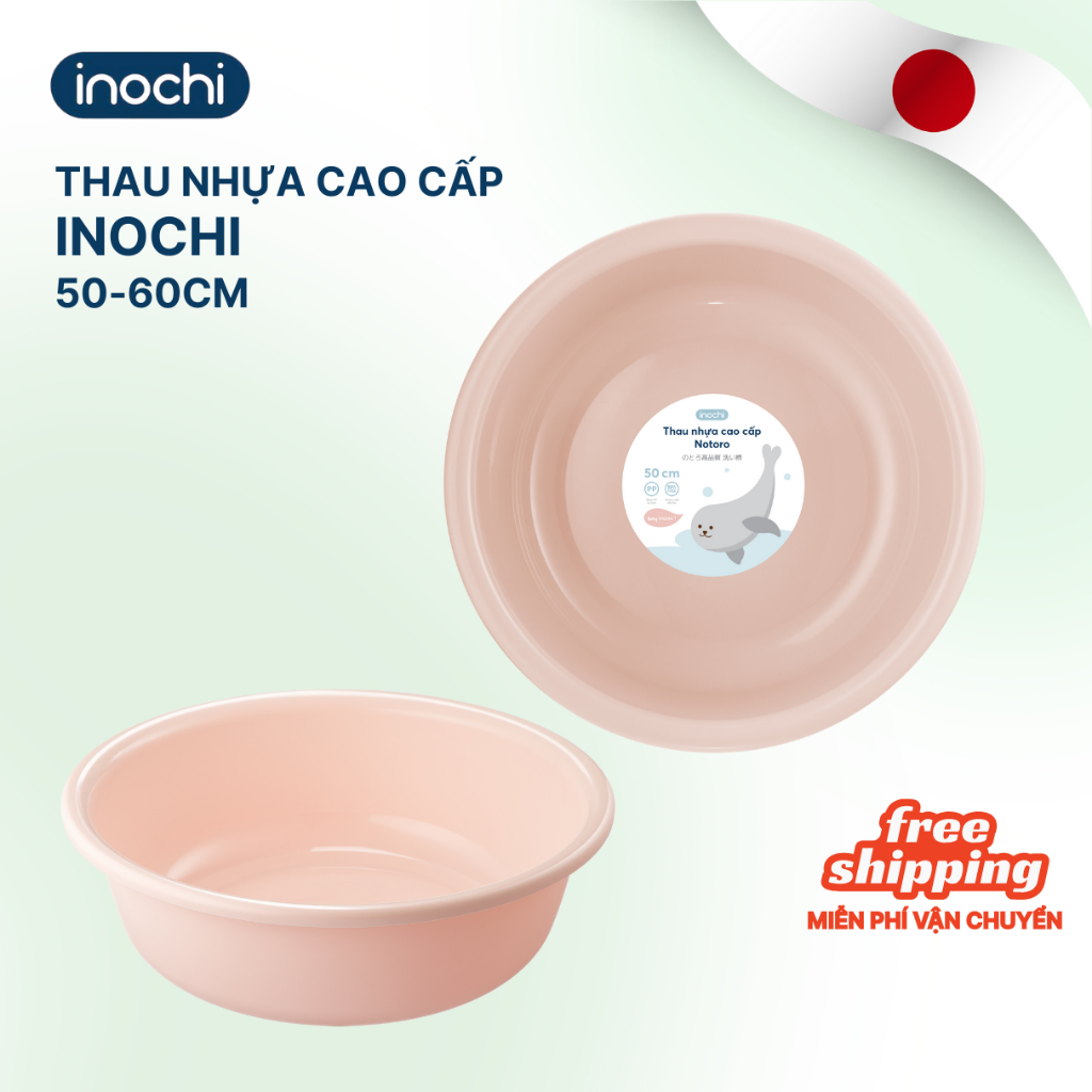 Thau chậu nhựa cao cấp Notoro 50cm Inochi, thau nhựa lớn giặt đồ, tắm bé, nhựa nguyên sinh an toàn