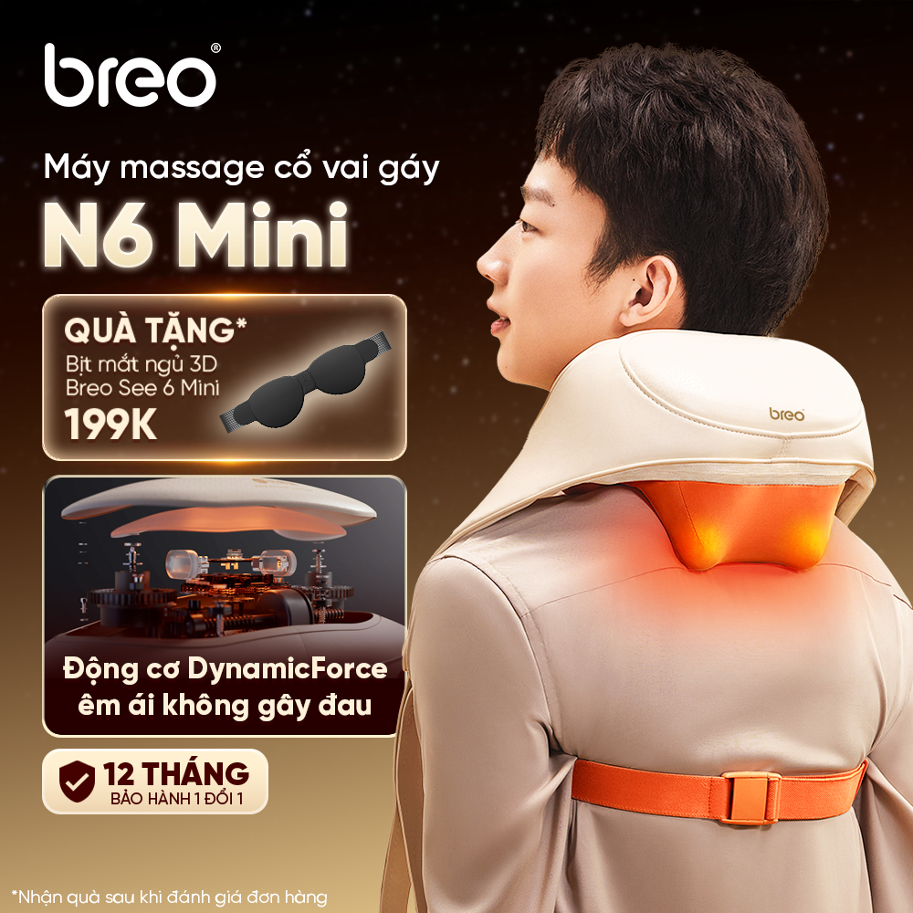 Máy Massage Cổ Vai Gáy Lưng Cao Cấp BREO N6 Mini - Êm Ái Không Gây Đau - Kỹ Thuật Y Học Cổ Truyền