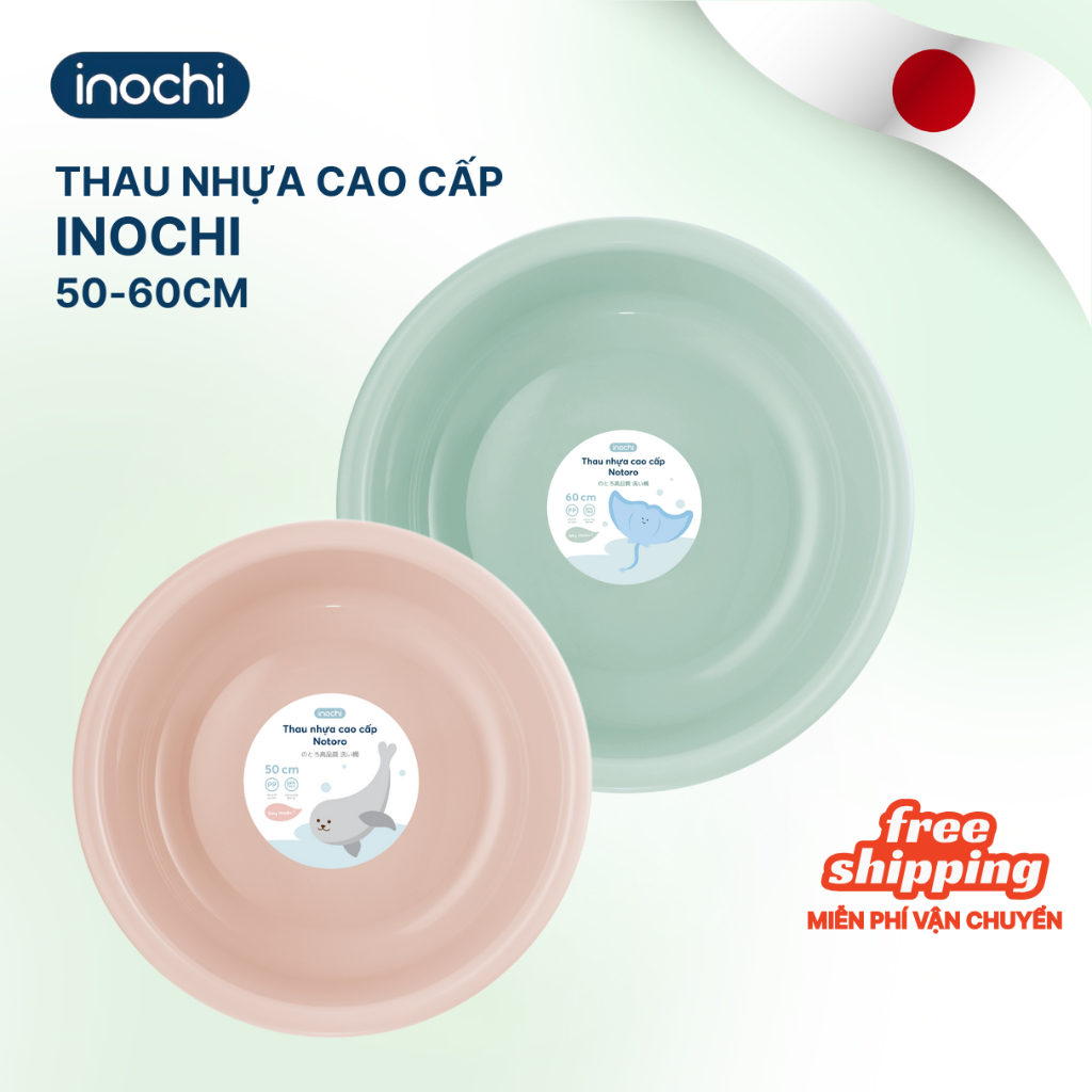 Thau chậu nhựa cao cấp Notoro 60cm Inochi, thau nhựa lớn giặt đồ, nhựa nguyên sinh an toàn, tiện lợi