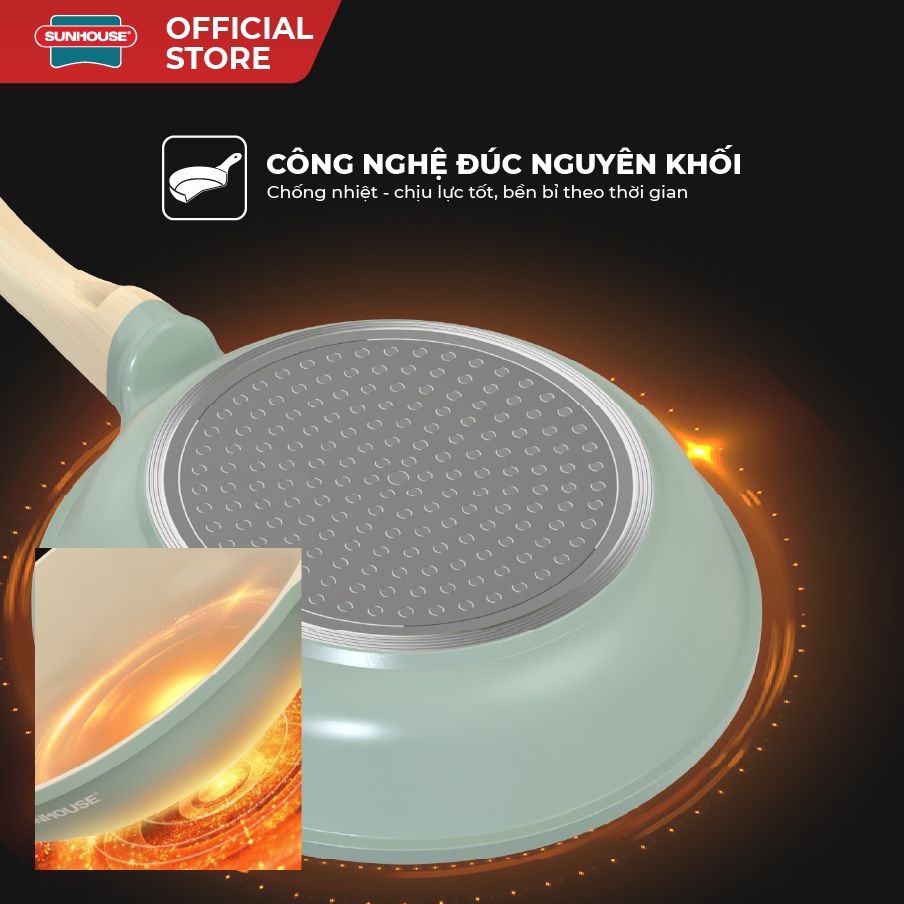 Chảo chống dính đáy từ Sunhouse SHG26-28EC - Công nghệ đúc nguyên khối