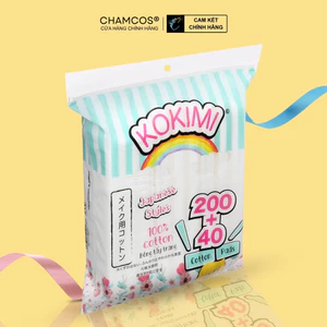 Bông Tẩy Trang KOKIMI 240 miếng 100% cotton mềm mịn dai thấm hút nhanh không bị sơ bông
