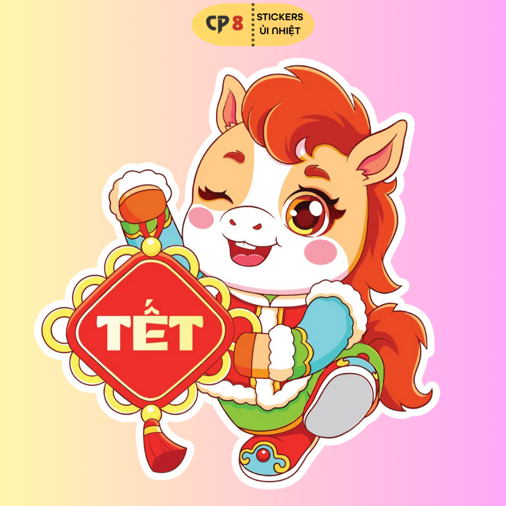Bộ Hình In, Ủi Nhiệt Sticker Tết Bính Ngọ 2026 BST06 - CP8 PET Sticker