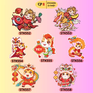 Bộ Hình In, Ủi Nhiệt Sticker Tết Bính Ngọ 2026 BST06 - CP8 PET Sticker