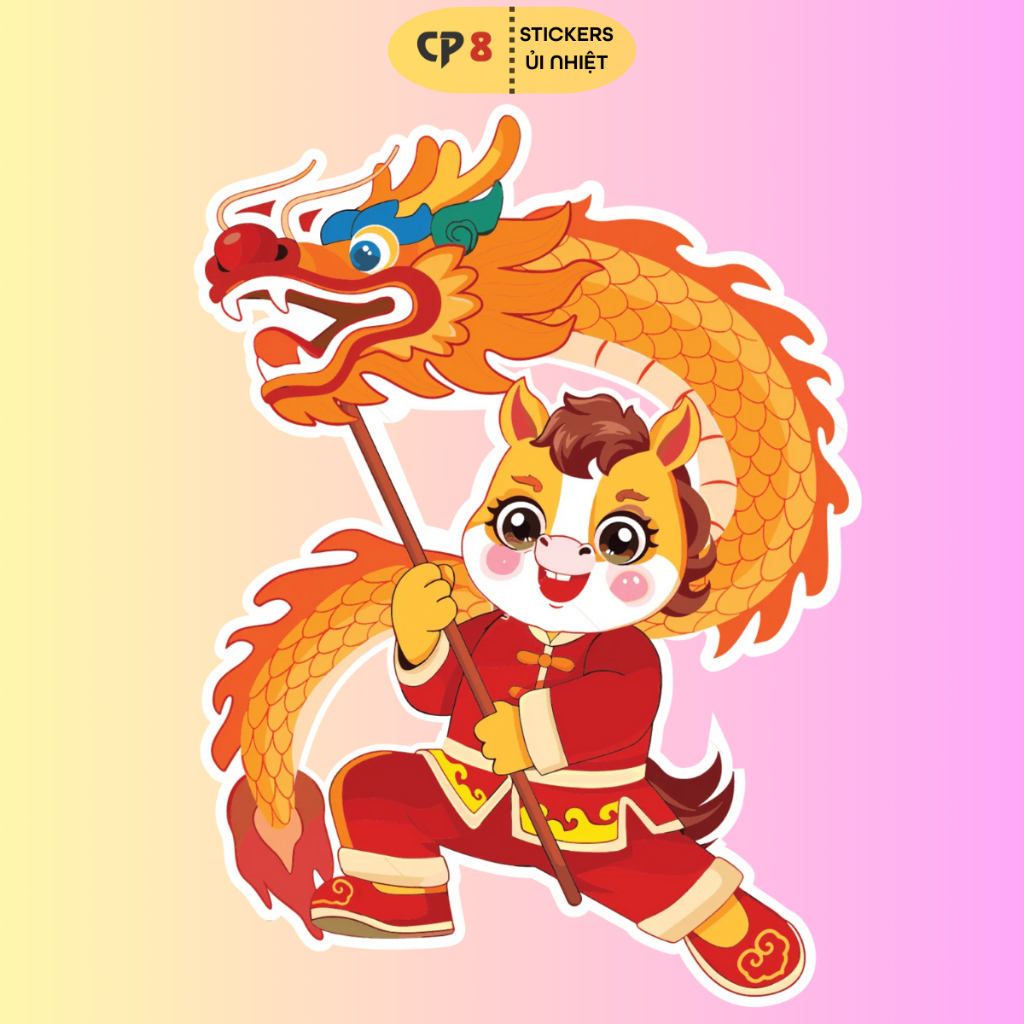 Bộ Hình In, Ủi Nhiệt Sticker Tết Bính Ngọ 2026 BST06 - CP8 PET Sticker