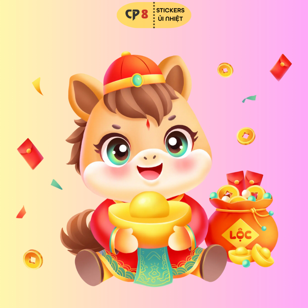 Bộ Hình In, Ủi Nhiệt Sticker Tết Bính Ngọ 2026 BST07 - CP8 PET Sticker