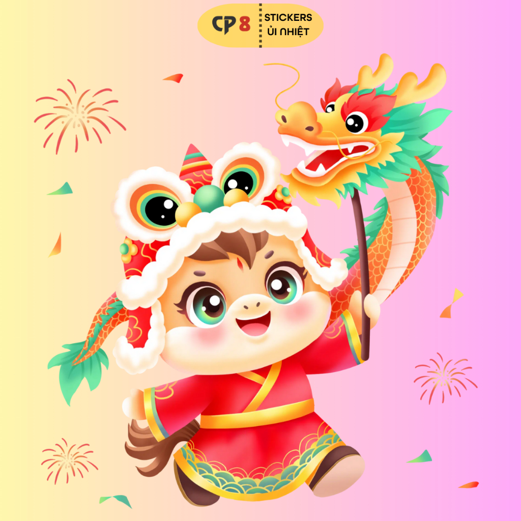 Bộ Hình In, Ủi Nhiệt Sticker Tết Bính Ngọ 2026 BST07 - CP8 PET Sticker