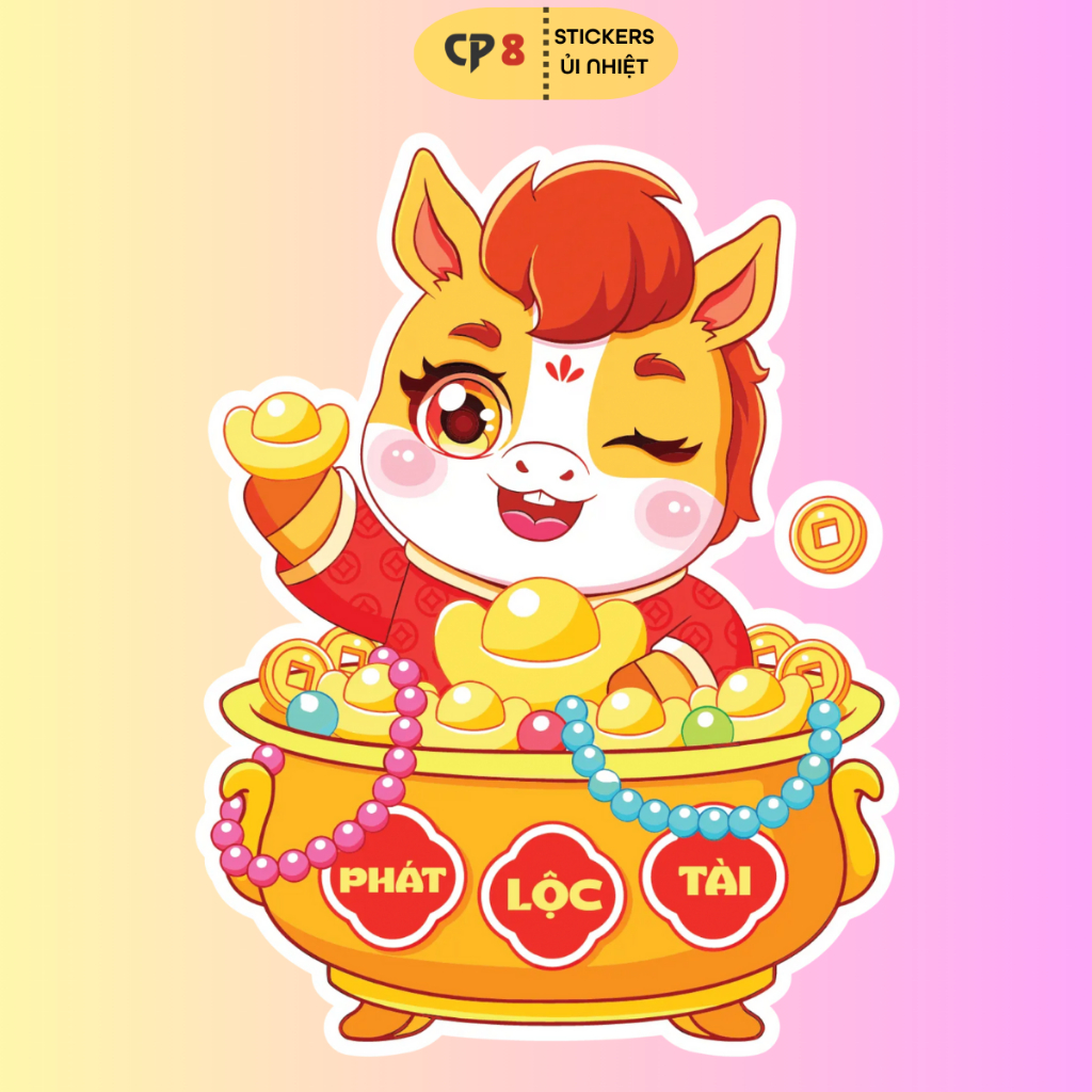 Bộ Hình In, Ủi Nhiệt Sticker Tết Bính Ngọ 2026 BST07 - CP8 PET Sticker