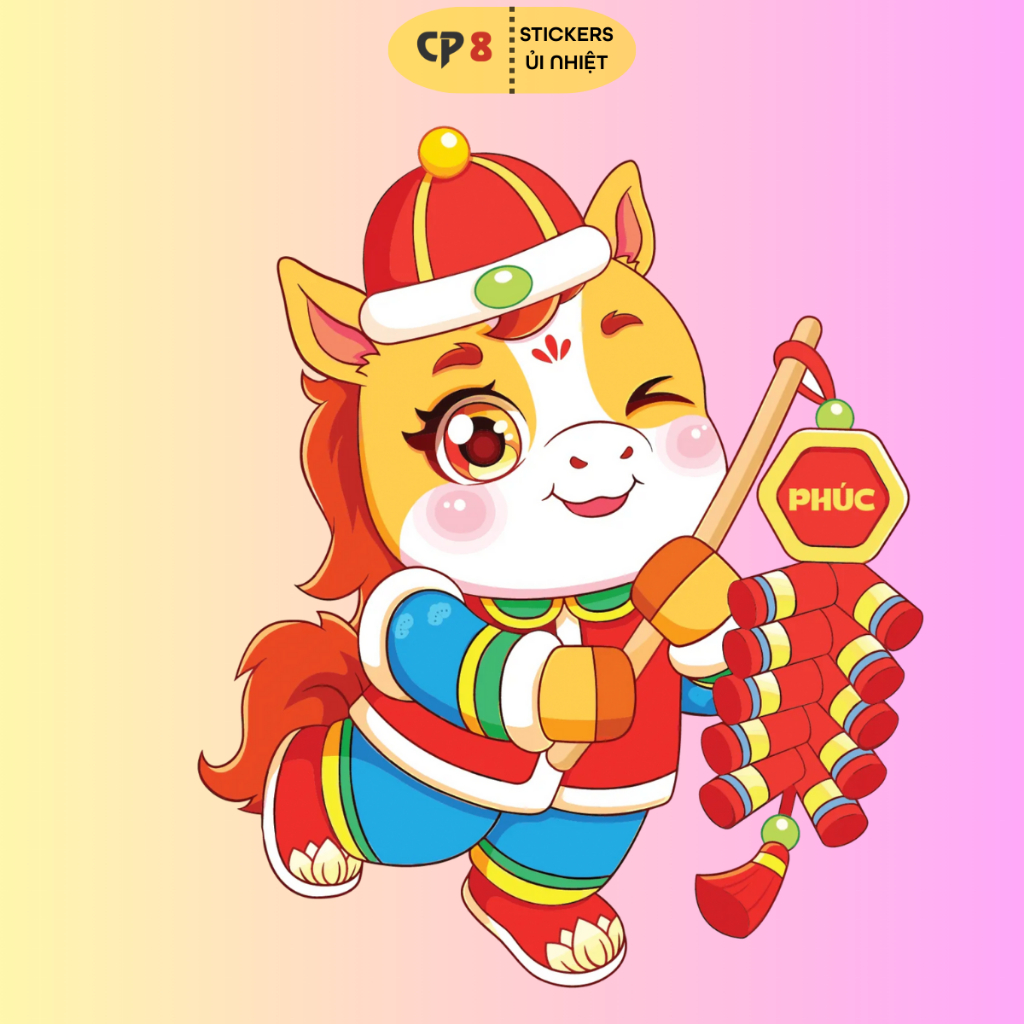 Bộ Hình In, Ủi Nhiệt Sticker Tết Bính Ngọ 2026 BST07 - CP8 PET Sticker