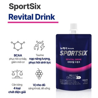 Nước uống sau tập thể thao Thực phẩm bổ sung Nucare SportSix Revital Drink 100ml×10 gói DAESANG WELLIFE Hàn Quốc