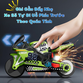 Đồ Chơi Xe Moto Chạy Đà Quán Tính Phát Tia Lửa Cho Bé Trai, Thiết Kế Nhỏ Gọn Đẹp Mắt Dùng Làm Móc Treo, Tặng Kèm Dây