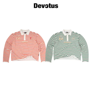 ÁO POLO TAY DÀI nỉ chân cua kẻ sọc form boxy Devotus Local Brand Unisex - 84 STRIPED LONGSLEEVE POLO