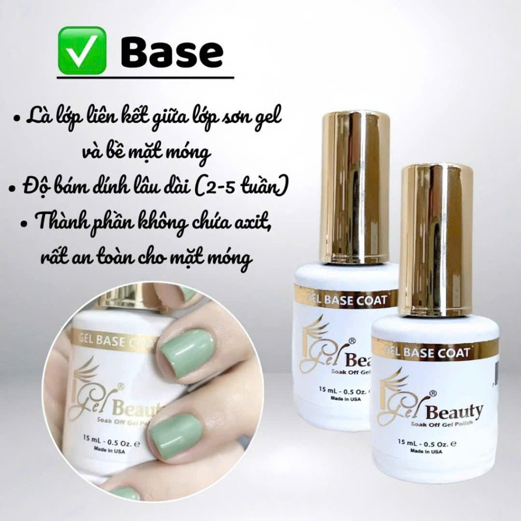 Base & Top Coat IGEL Chính Hãng - Siêu Bóng, Siêu Bền (Top Phủ, Gel Liên Kết) - Phụ Kiện Nail Art