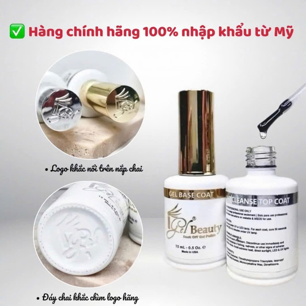 Base & Top Coat IGEL Chính Hãng - Siêu Bóng, Siêu Bền (Top Phủ, Gel Liên Kết) - Phụ Kiện Nail Art