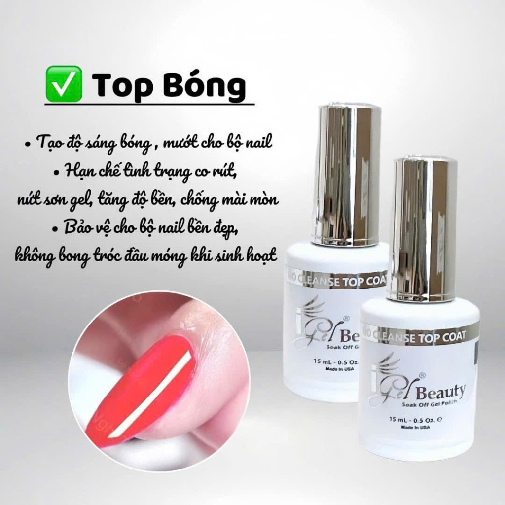 Base & Top Coat IGEL Chính Hãng - Siêu Bóng, Siêu Bền (Top Phủ, Gel Liên Kết) - Phụ Kiện Nail Art