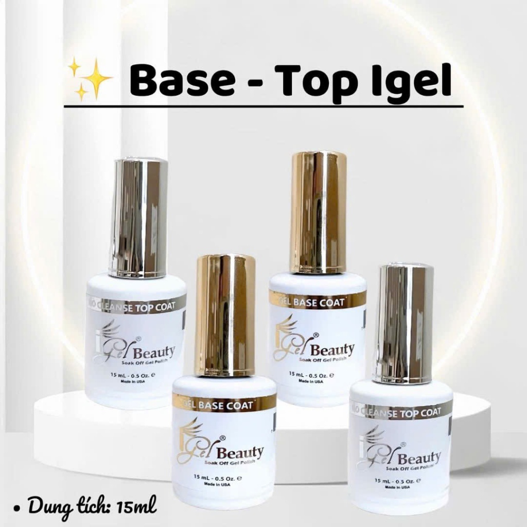 Base & Top Coat IGEL Chính Hãng - Siêu Bóng, Siêu Bền (Top Phủ, Gel Liên Kết) - Phụ Kiện Nail Art