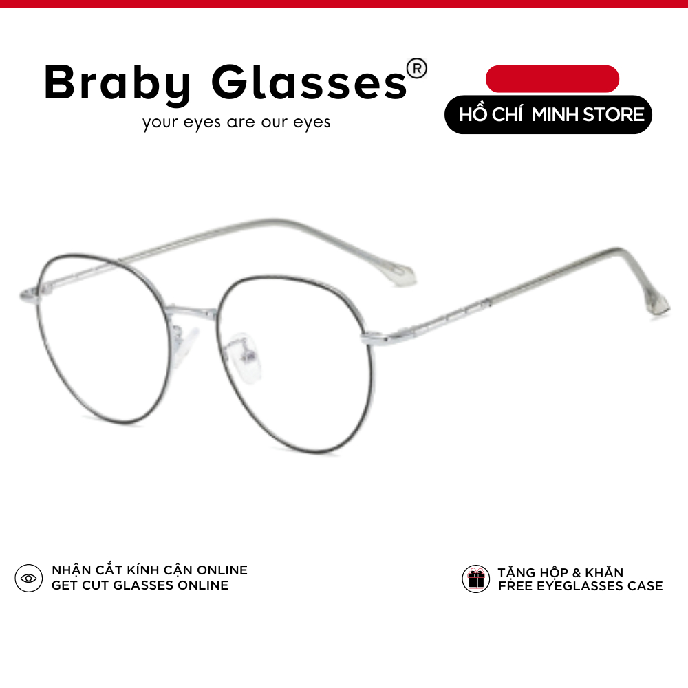 Gọng kính nam nữ thép không rỉ  Braby Glasses kiểu dáng mắt tròn thanh mảnh tinh tế đơn giản phù hợp mọi khuôn mặt MK80