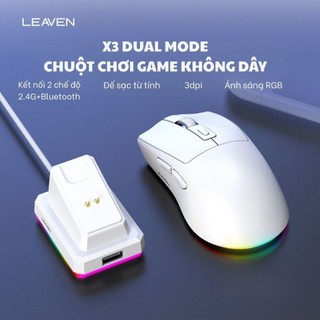 Chuột không dây - Chuột Bluetooth Leaven X3 Chip PRO-Chuột Bluetooth Có Dock Sạc- LED Rgb-1600 DPI Siêu nhẹ-BH12T
