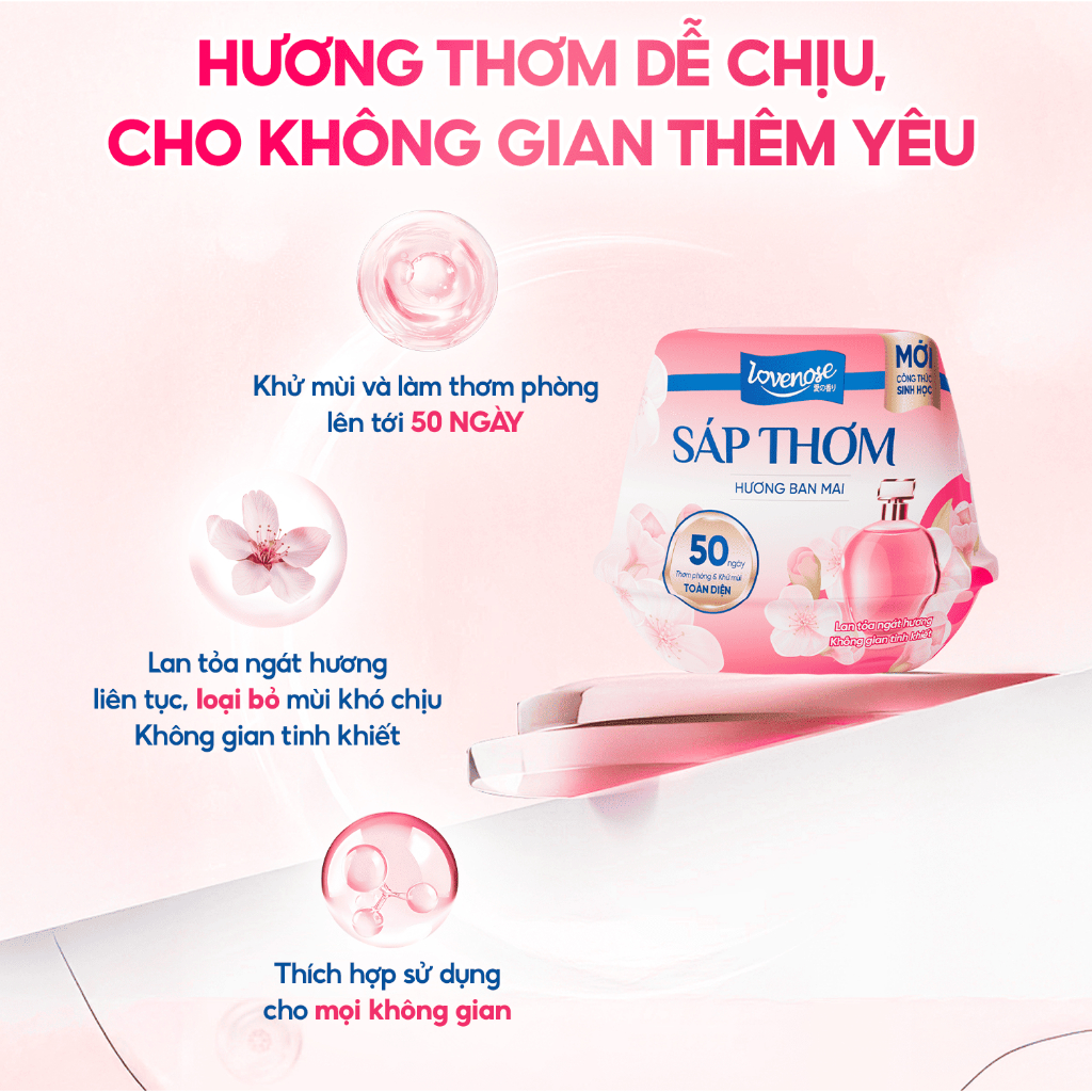 Sáp Thơm Phòng Lovenose Lan Tỏa Hương Thơm Ngát 50 Ngày, Khử Mùi Toàn Diện Cho Mọi Không Gian Sống 230g