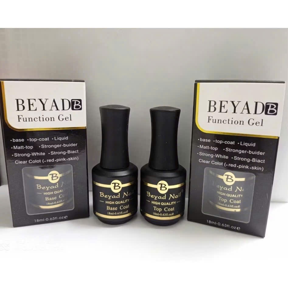 Base & Top Coat Beyad Nail Chính Hãng 18ml - Siêu Bền, Liên Kết & Phủ Bóng Sơn Gel