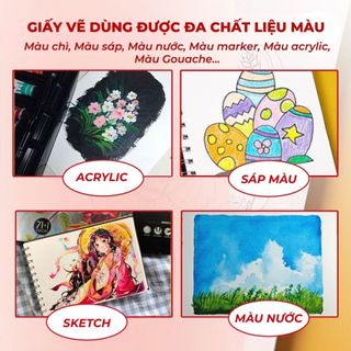Sổ Sketchbook GLOBAL ART 230gsm, Sổ Vẽ Đa Chất Liệu A4 A5 Giấy Không Kỵ Tẩy Vẽ Được Màu Nước, Gouache, Acrylic