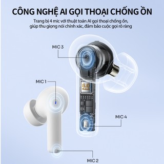 Tai Nghe Bluetooth 6.0 ROBOT Quiet E2 và Encobuds 35 tiếng tích hợp công nghệ Al khử tiếng ồn hỗ trợ sạc nhanh