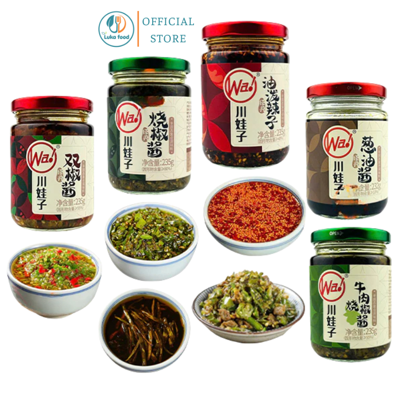 Sốt Ớt Đỏ & Xanh Wa Hũ 235g - Gia Vị Tứ Xuyên Thơm Nồng, Vị Cay Đậm Đà, Lên Men Tự Nhiên,  Dùng Xào Nấu Luka Food