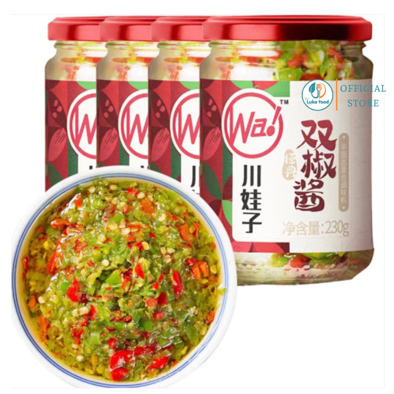 Sốt Ớt Đỏ & Xanh Wa Hũ 235g - Gia Vị Tứ Xuyên Thơm Nồng, Vị Cay Đậm Đà, Lên Men Tự Nhiên,  Dùng Xào Nấu Luka Food