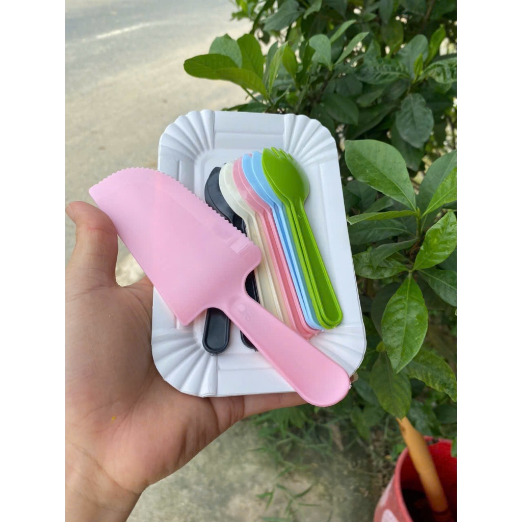 Combo 100 bộ dao dĩa nến sinh nhật 10 phần ăn cao cấp
