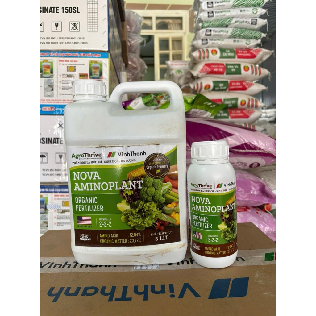 Phan bon la Can 5Lít Amino Vĩnh Thạnh- Xanh cây, Chống Hạn mặn stress