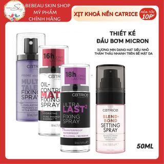 XỊT KHÓA NỀN CATRICE LONG LASTING PRIME AND FINE MULTITALENT FIXING SPRAY GIỮ LỚP MAKEUP LÂU TRÔI CĂNG BÓNG DA 50ML
