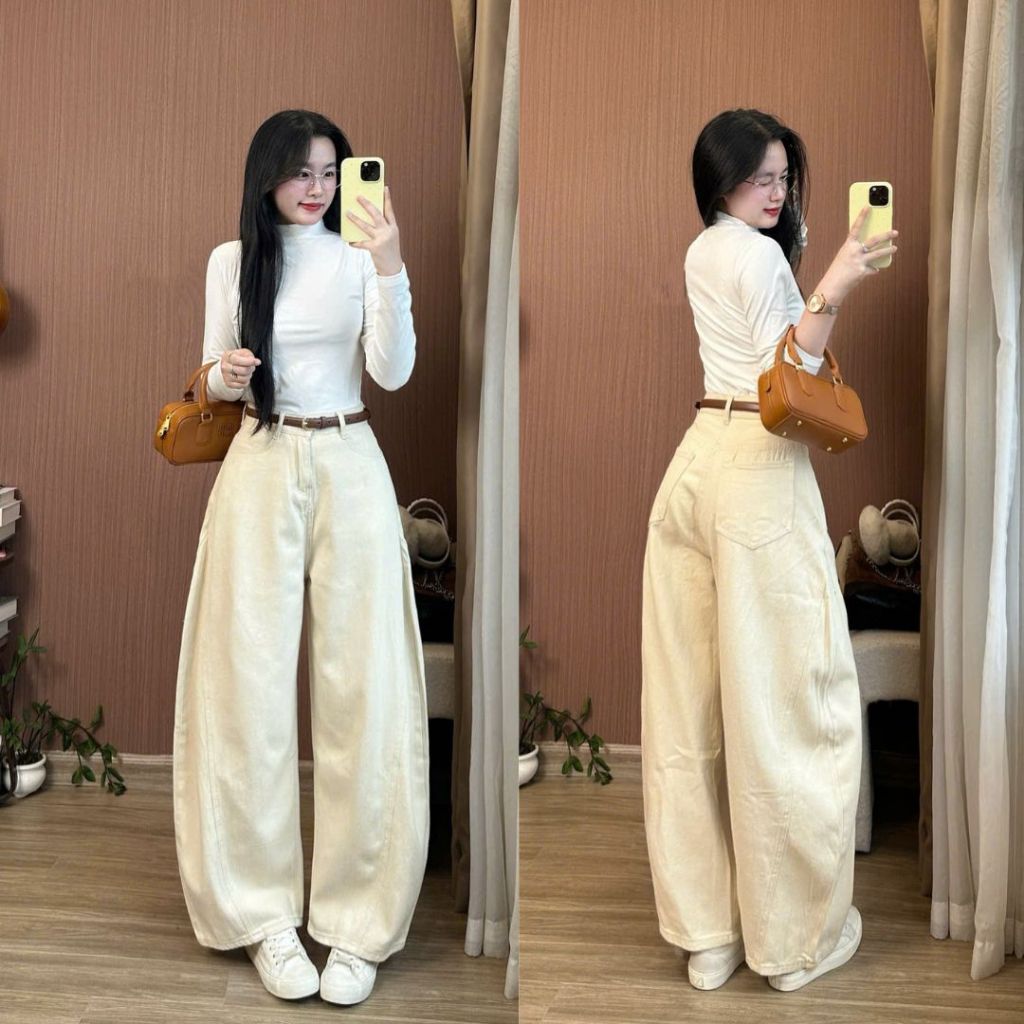 Quần Jean Nữ Ống Cong JOOLATE Form Rộng Basic Quần Đi Học Đi Làm Thời Trang