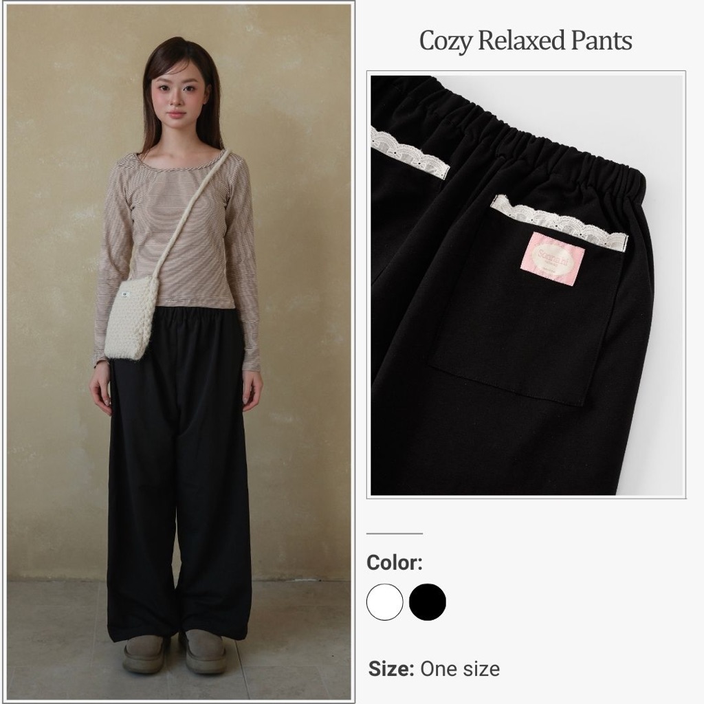 Quần dài nữ nỉ ống rộng SONNA HI - cạp chun, chất dày dặn - COZY RELAXED PANTS