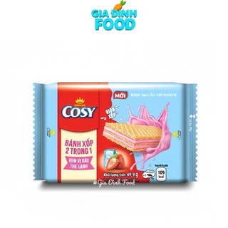 Bánh Xốp Cosy 2 Trong 1 – Kem Vị Dâu The Lạnh/Kem Vị Dừa Lá Dứa 49.9G