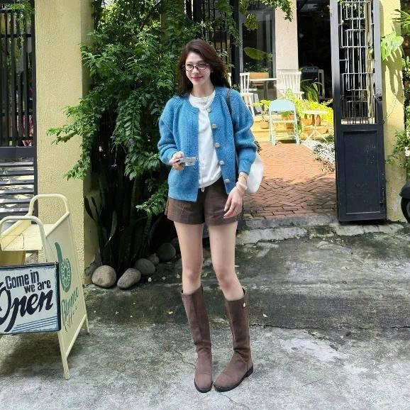 Áo Len Cardigan Cổ Tròn Cúc To Kiểu NABI CARDIGAN – Item Ngọt Ngào Chuẩn Gu Hàn Quốc