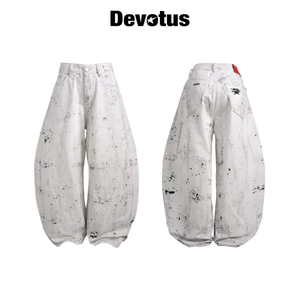 Quần dài Baggy Jeans trắng vẩy sơn ống cong Devotus Local Brand - Ink Pants trắng vẩy sơn