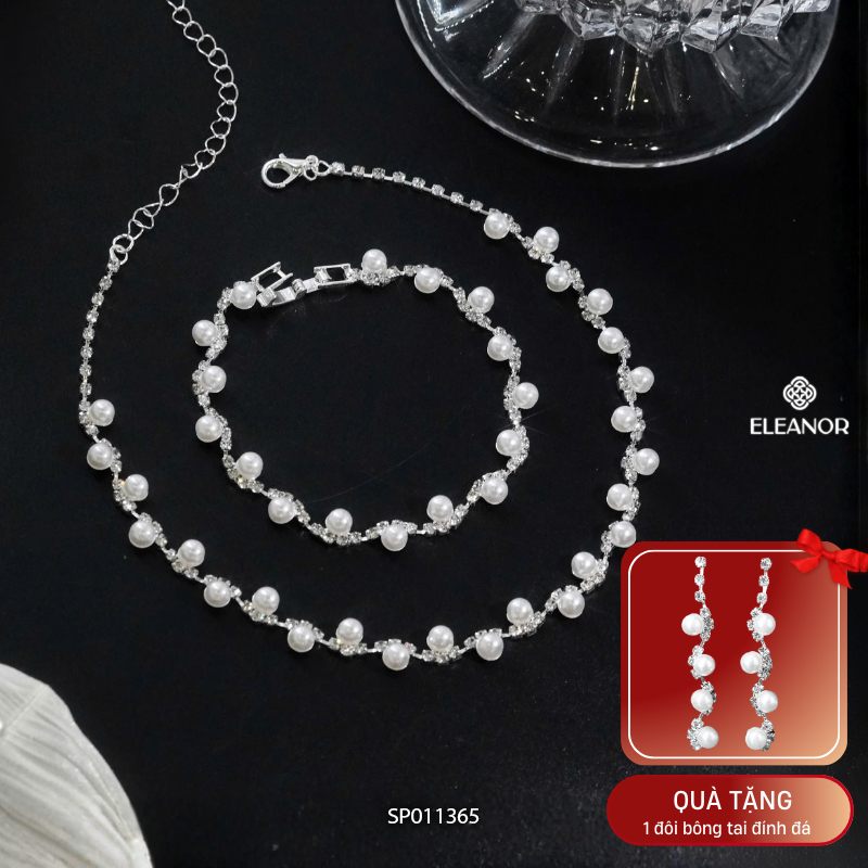 Dây chuyền vòng tay bông tai nữ Eleanor Accessories đính đá phụ kiện trang sức cô dâu 11361