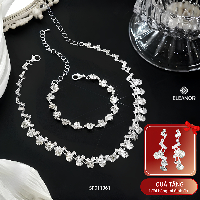 Dây chuyền vòng tay bông tai nữ Eleanor Accessories đính đá phụ kiện trang sức cô dâu 11361