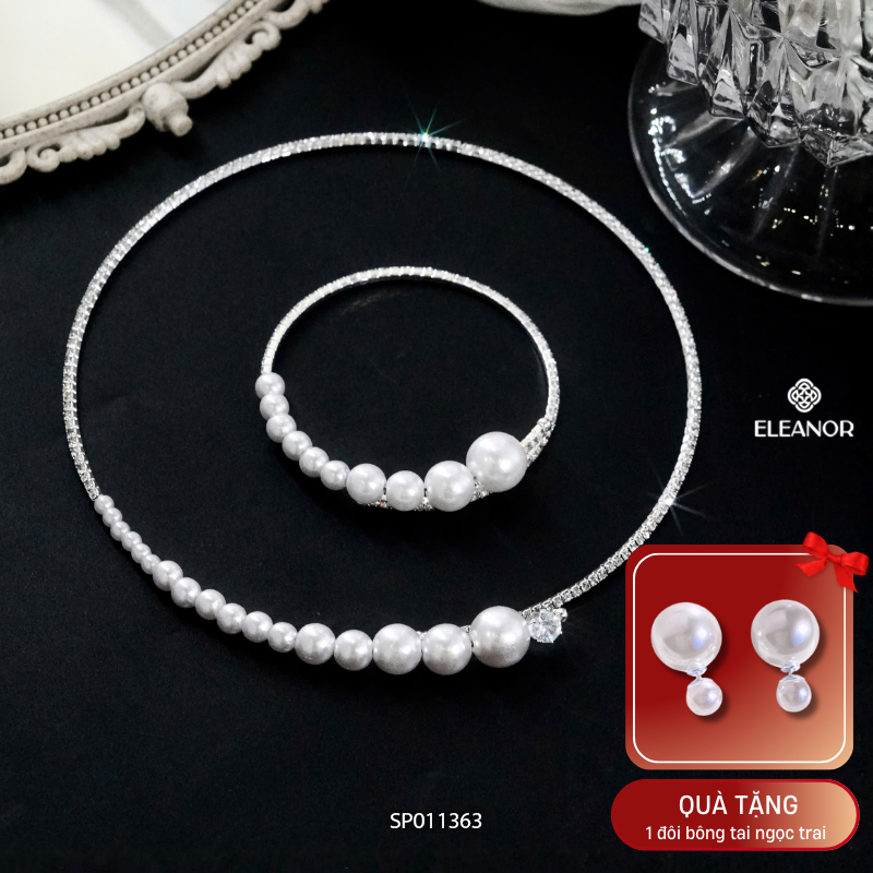 Dây chuyền vòng tay bông tai nữ Eleanor Accessories đính đá phụ kiện trang sức cô dâu 11361