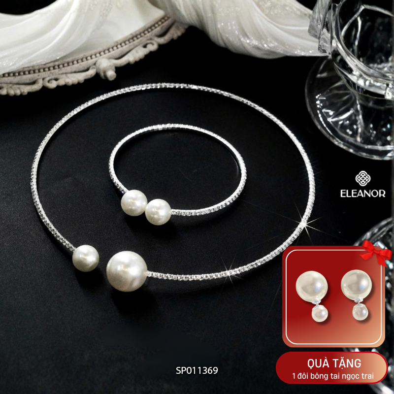 Dây chuyền vòng tay bông tai nữ Eleanor Accessories đính đá phụ kiện trang sức cô dâu 11361