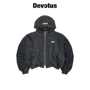 Áo khoác Static Hoodie Zip wash nỉ TWILL DEVOTUS 450gsm rã rập - Static Hoodie Zip Wash