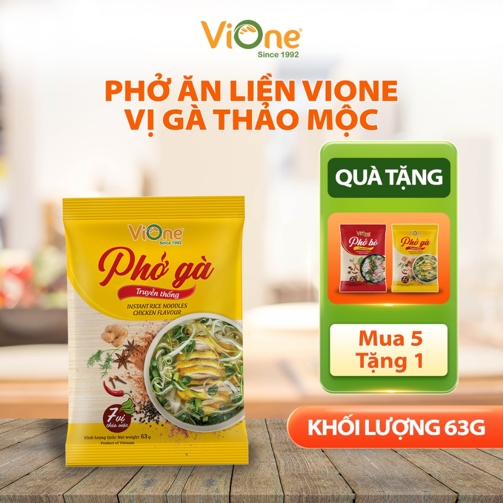 Phở gà ăn liền ViOne, phở khô gia vị gà thảo mộc, phở gói lẻ 63g chuẩn ...