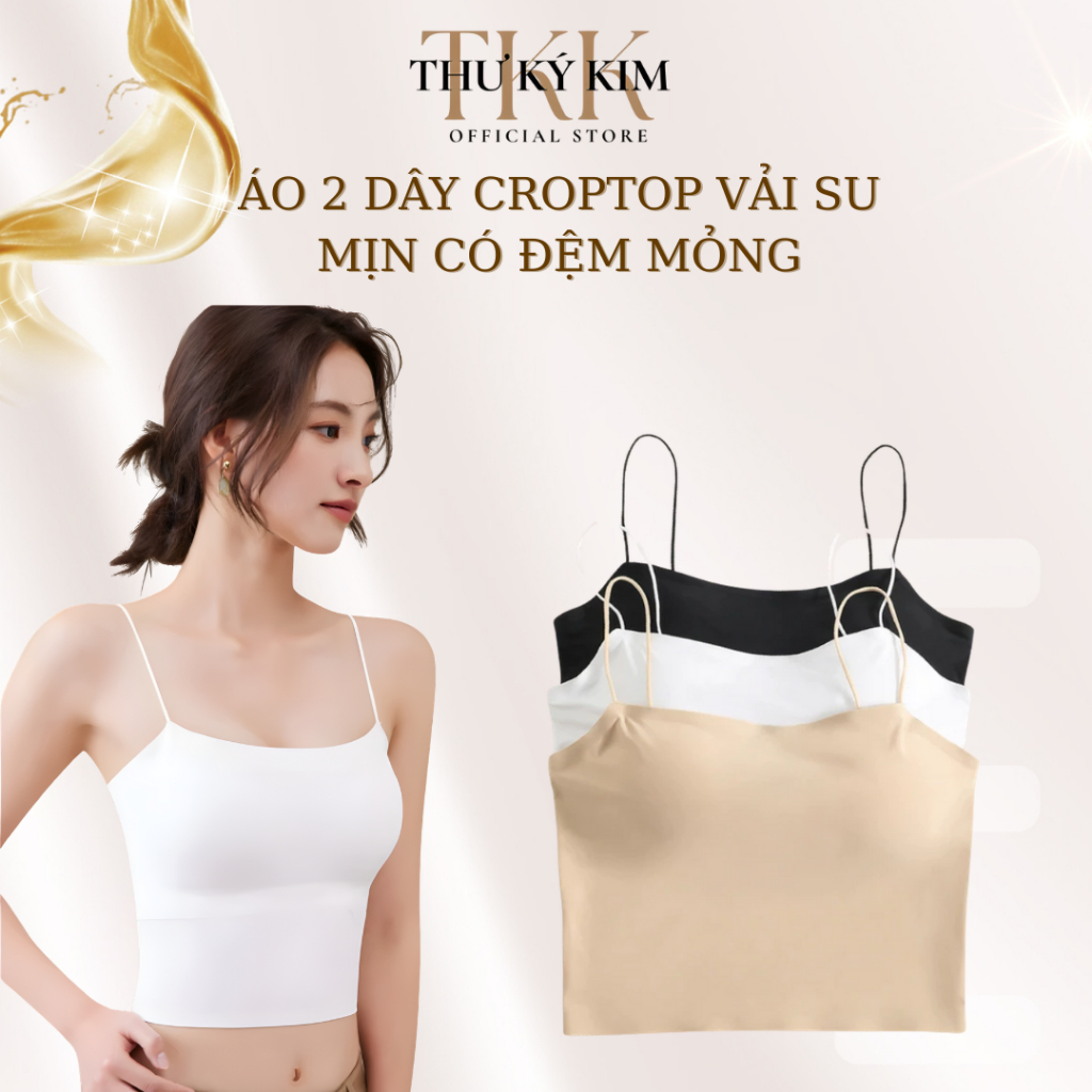 Áo Lá Su Mịn Hai Dây Croptop Có Mút Tháo Rời – Áo Bra Nữ Cao Cấp, Mềm Mịn, Freesize Dưới 55kg