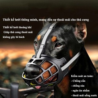 Rọ Mõm Cho Chó Khóa Miệng Cún Silicon Mềm Mại Thoải Mái An Toàn Cho Miệng Thú Cưng Sử Dụng