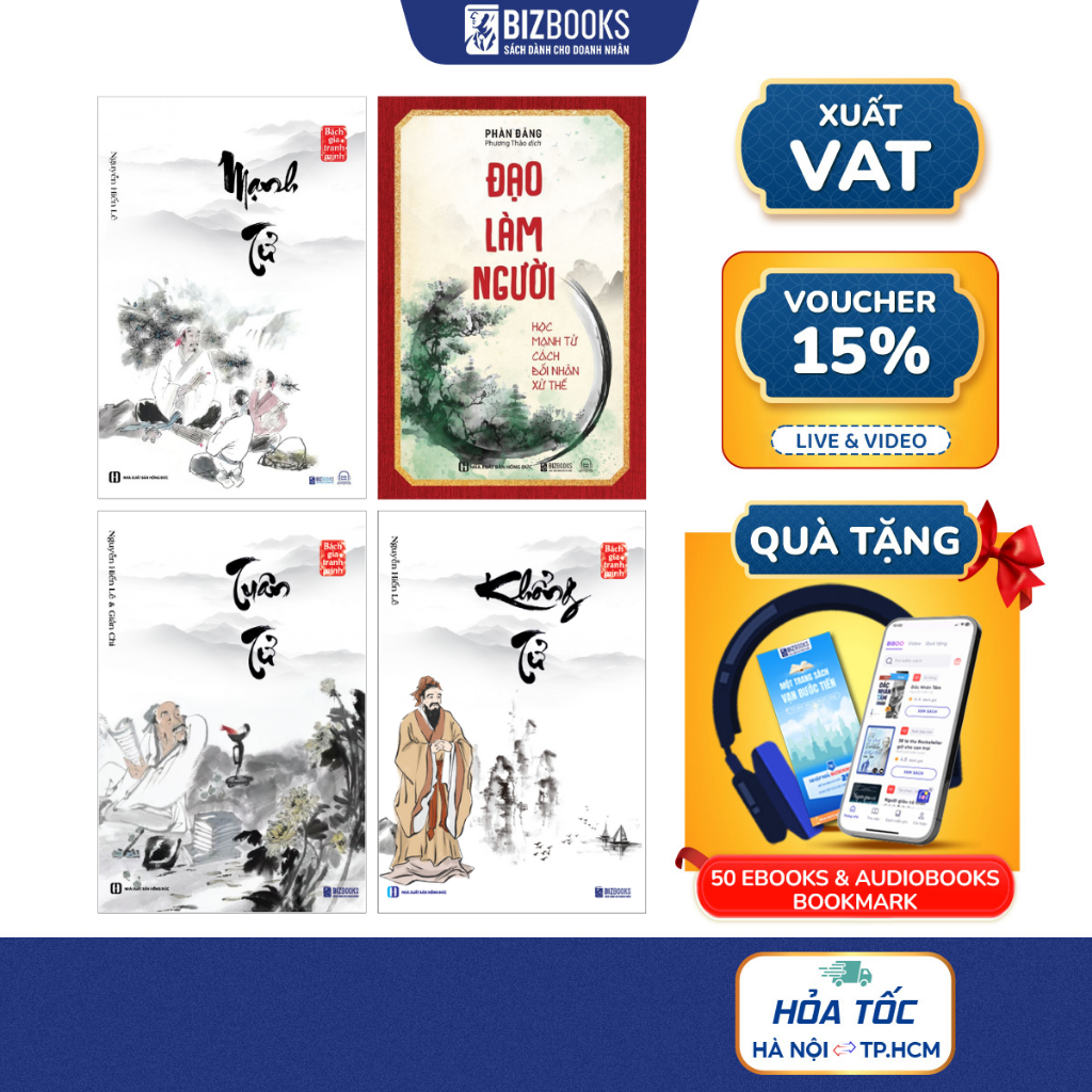 Bộ Sách Đạo Làm Người - Mạnh Tử, Tuân Tử, Khổng Tử, Mặc Từ - Giúp Hiểu Rõ Con Người Hơn Và Thuật Đối Nhân Xử Thế