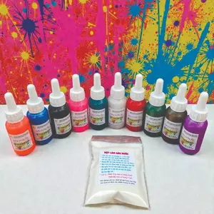 Bộ 10 Lọ Màu Thuỷ Ấn 10ml Phản Quang Nhũ Phát Sáng Nhúng Giấy, Vải HUNGACOLOR