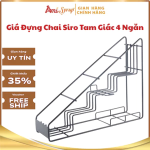 Giá Đựng Chai Siro Tam Giác 4 Ngăn – Chuẩn Quầy Pha Chế, Gọn Gàng, Tiện Lợi