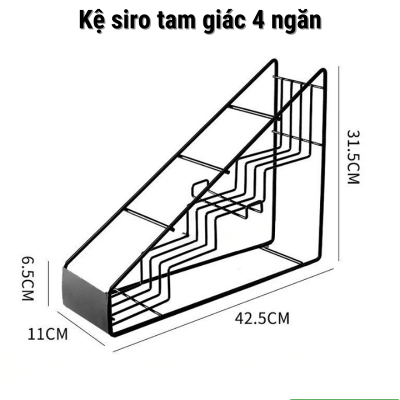 Giá Đựng Chai Siro Tam Giác 4 Ngăn – Chuẩn Quầy Pha Chế, Gọn Gàng, Tiện Lợi