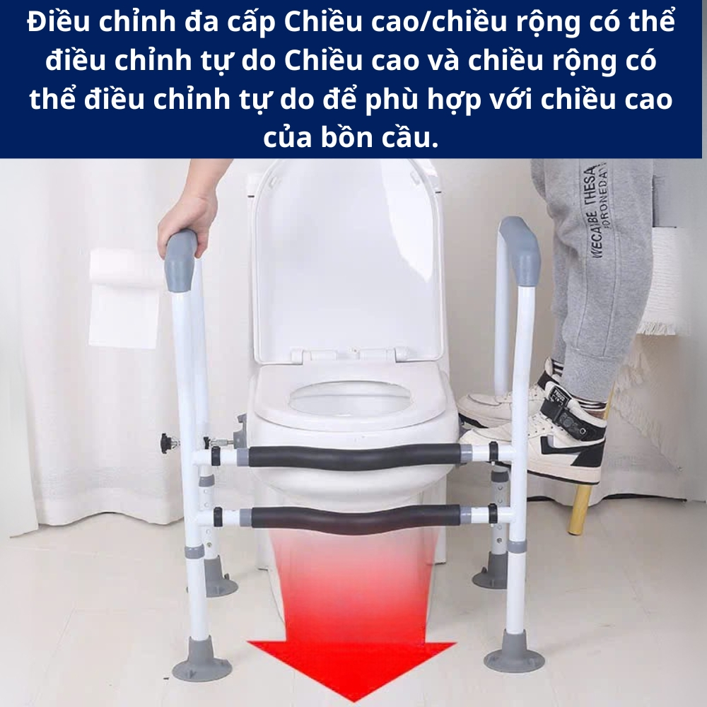 Khung Tay Vịn Hỗ Trợ Ngồi Dậy Cho Bồn Cầu – Chịu Lực 400kg, Chống Trượt, Chống Lật