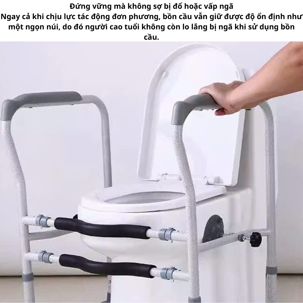 Khung Tay Vịn Hỗ Trợ Ngồi Dậy Cho Bồn Cầu – Chịu Lực 400kg, Chống Trượt, Chống Lật